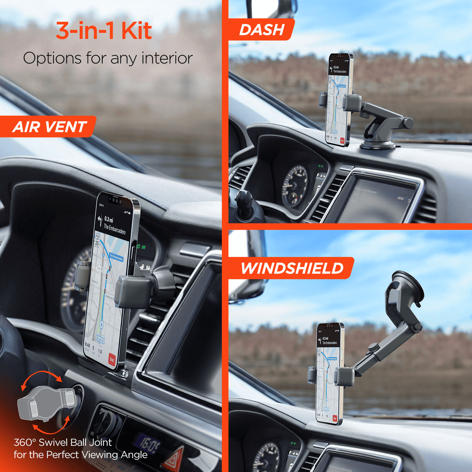 HyperGear Roller Grip Phone Mount Kit Jupiter Gear Home
