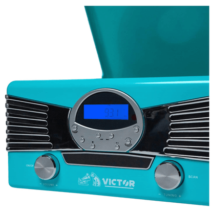 Victor Diner 7-in-1 Turntable Music Center Turquoise - Refurbished Jupiter Gear Home