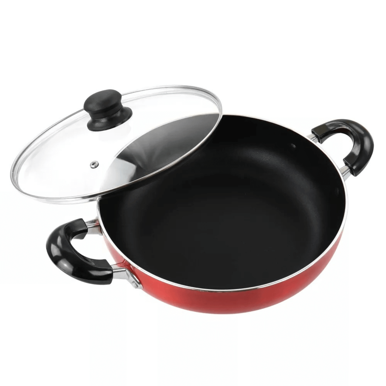 Better Chef 10" Aluminum Non-Stick Metallic Red Deep Fryer with Glass Lid Jupiter Gear Home
