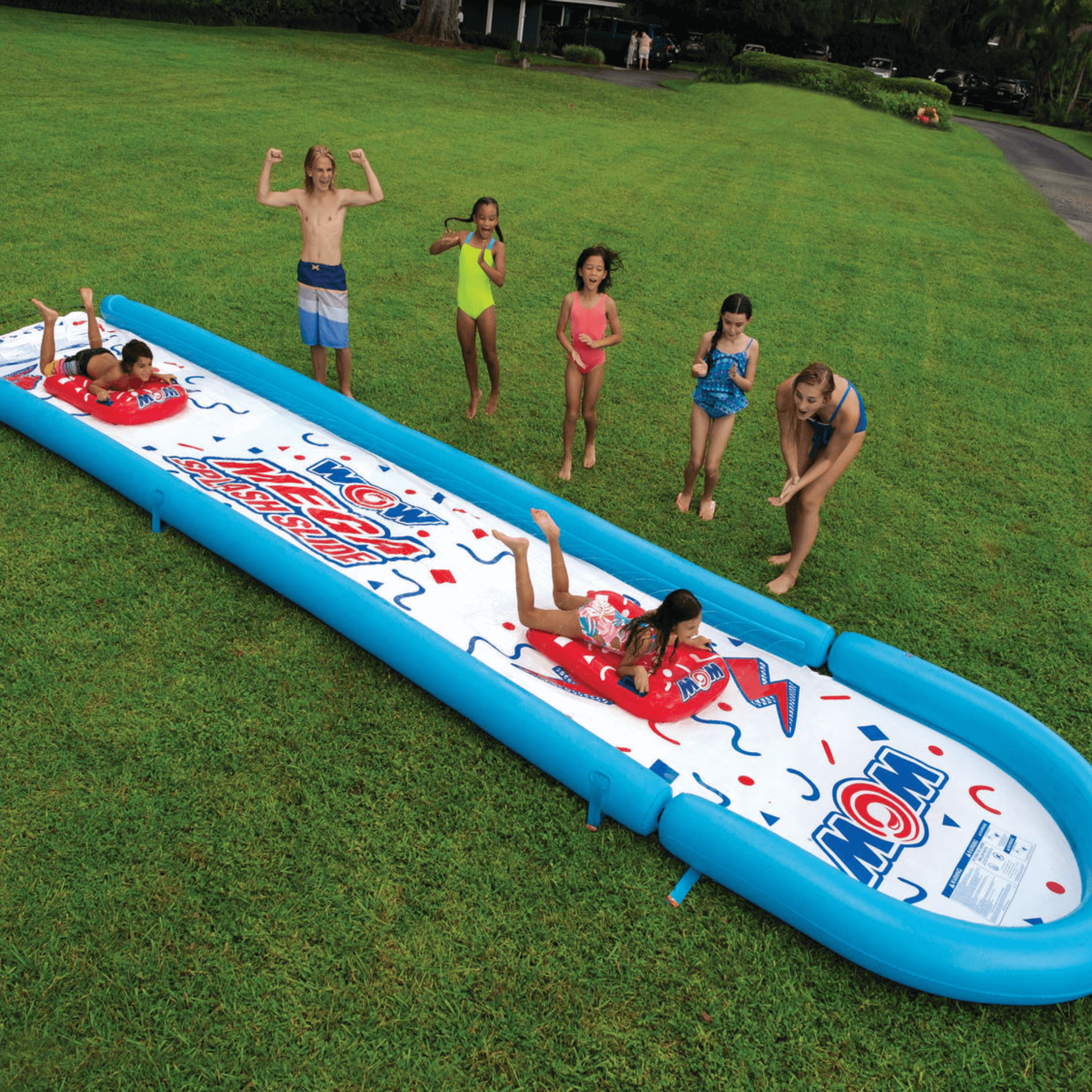 WOW Watersports 25 Ft Mega Backyard Slide w Splash Pool and High Side Walls Jupiter Gear Home