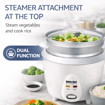 Better Chef 5-Cup - 10-Cup Cooked - Rice Cooker with Steamer Jupiter Gear Home