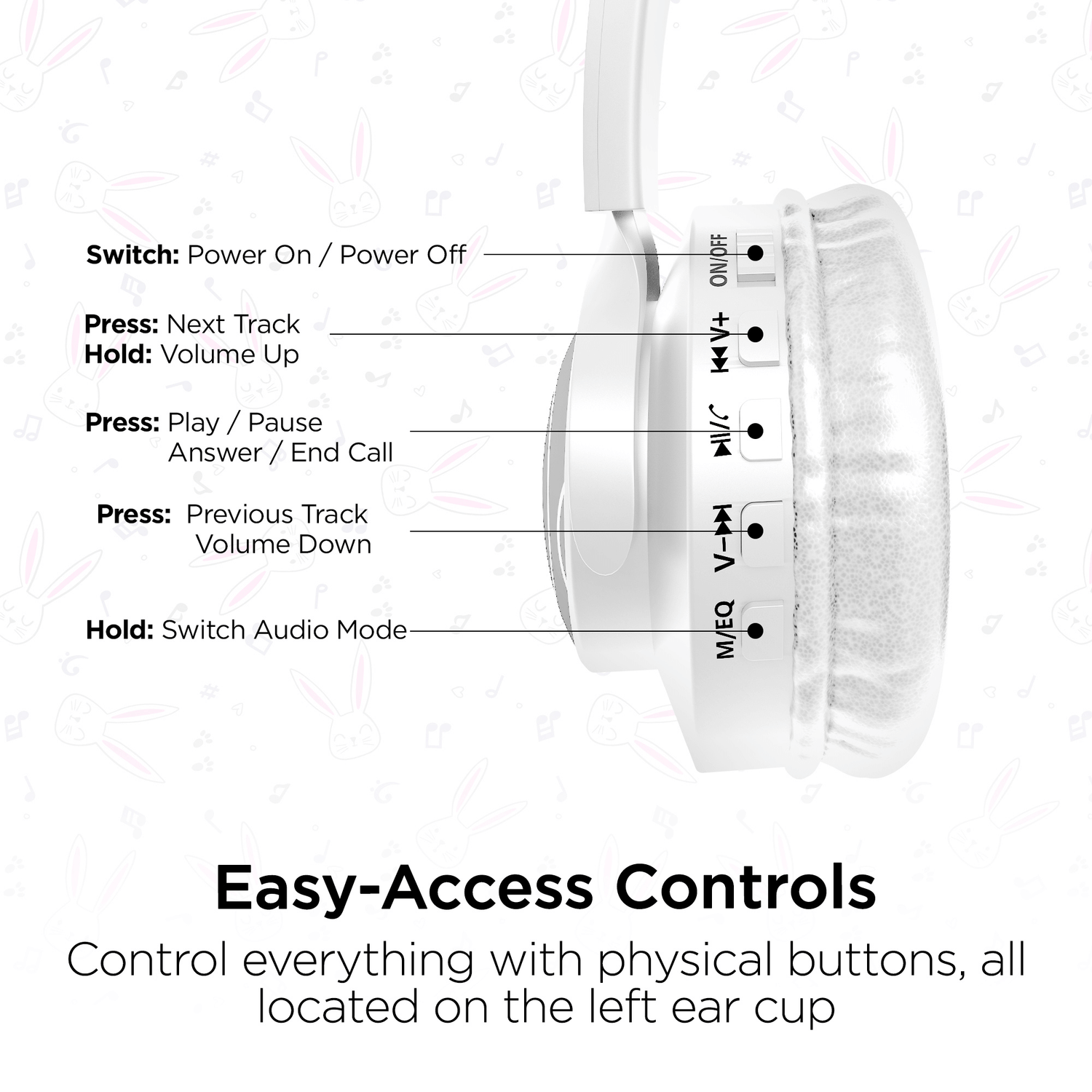 HyperGear Bunny Tracks Wireless Light-Up Headphones Jupiter Gear Home