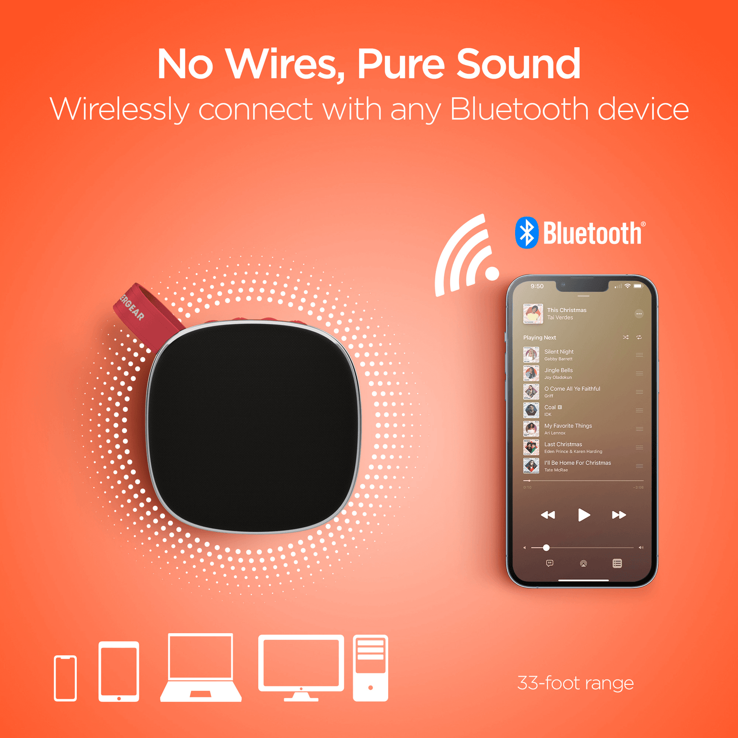 HyperGear Fabrix Mini Wireless Speaker - Red Jupiter Gear Home