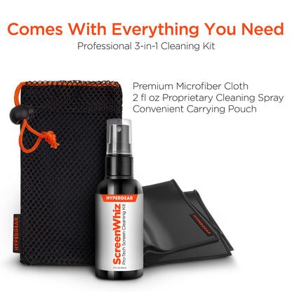 HyperGear ScreenWhiz 3-in-1 Screen Cleaning Kit w Cloth &amp; Solution Jupiter Gear Home