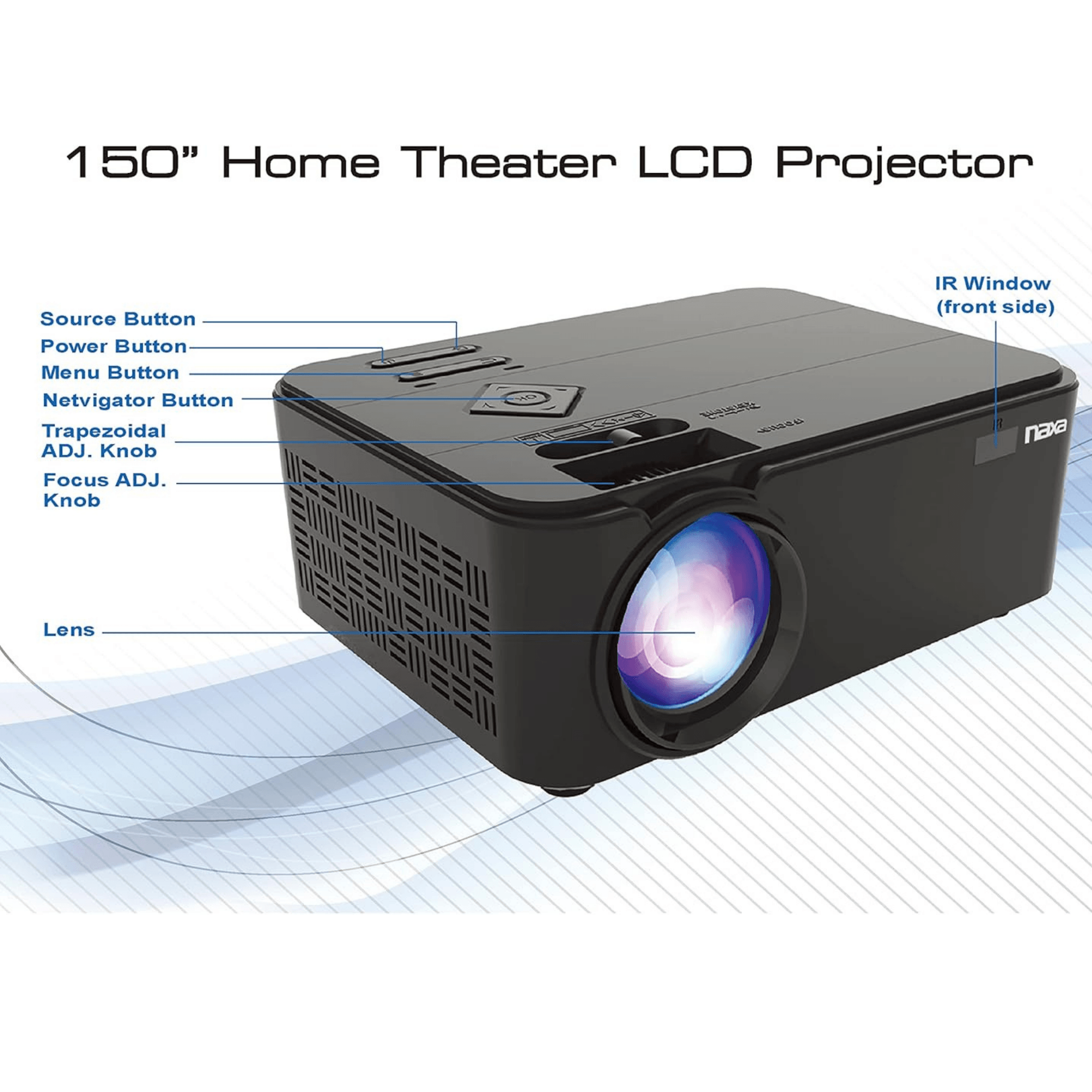 Naxa 150" Home Theater LCD Projector - Refurbished Jupiter Gear Home