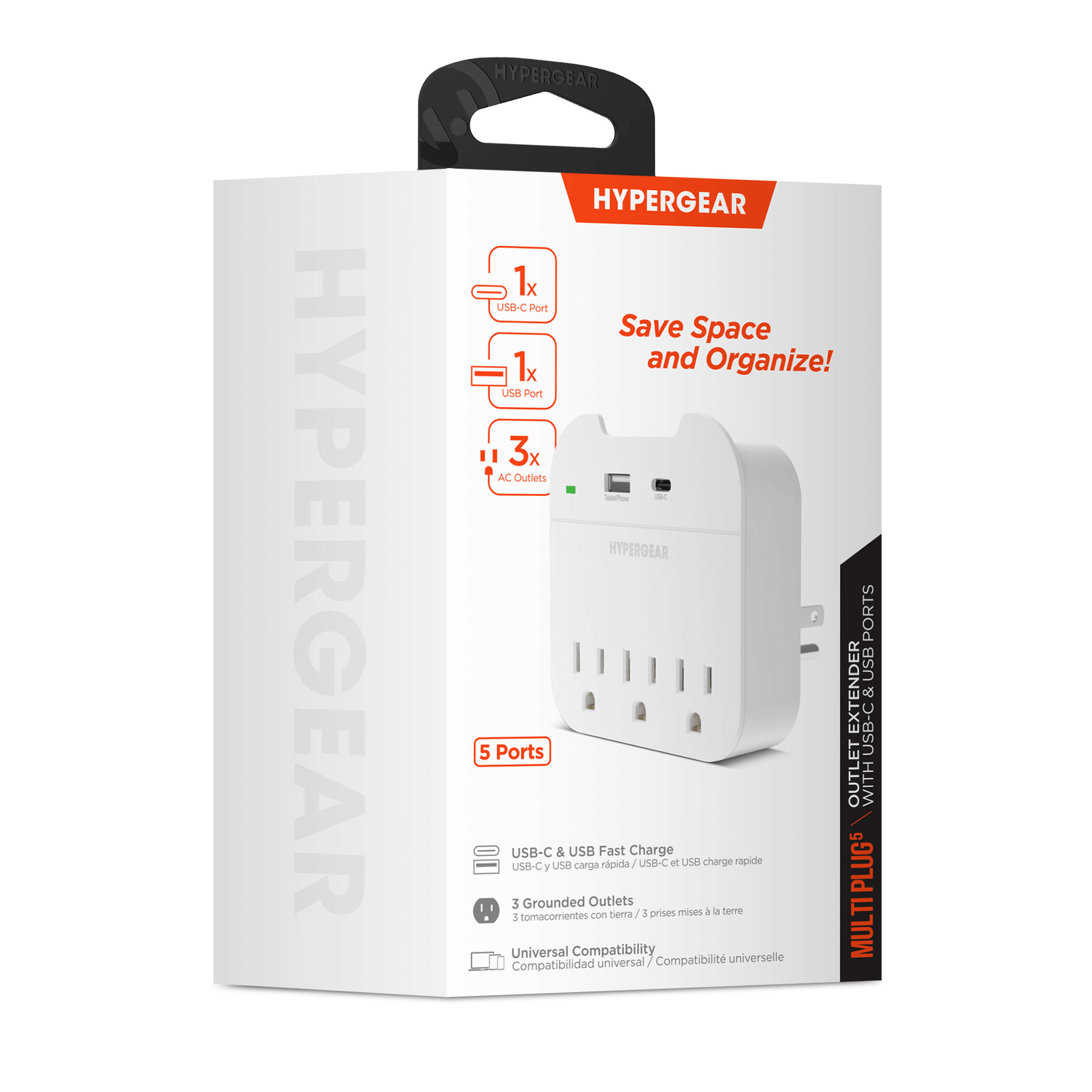 HyperGear Wall Adapter Power Strip 3 Outlets Jupiter Gear Home