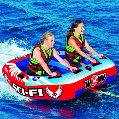 WOW Watersports Sci-Fi 2 Person 2P Cockpit Towable with Inflated Median Jupiter Gear Home