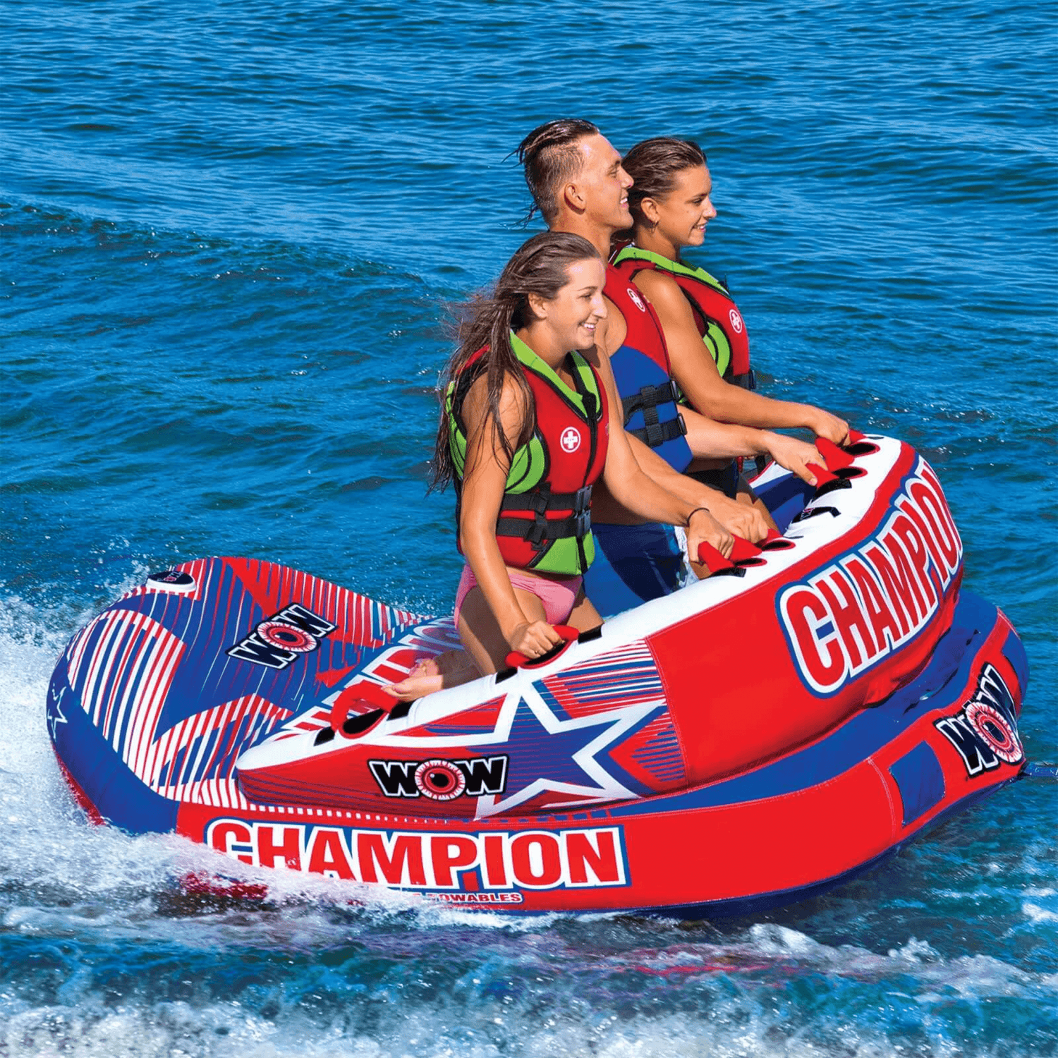 WOW Watersports Champion 3-Person Towable with EZ Up Nose Jupiter Gear Home