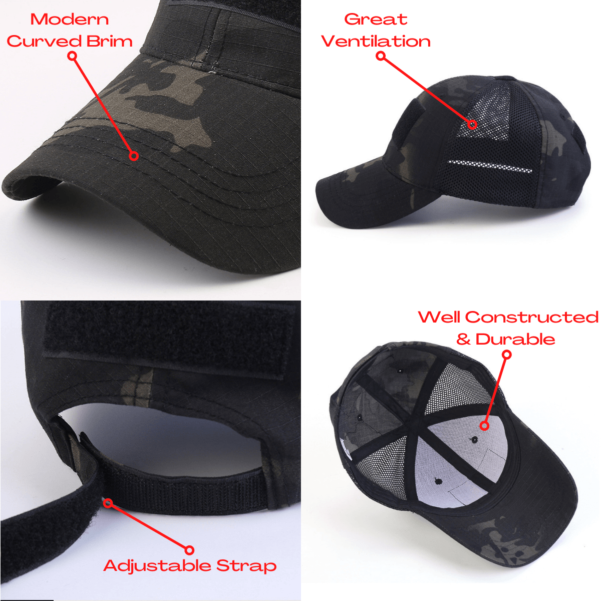 JupiterGear Military-Style Tactical Patch Hat with Adjustable Strap | Breathable &amp; Unisex Jupiter Gear Home