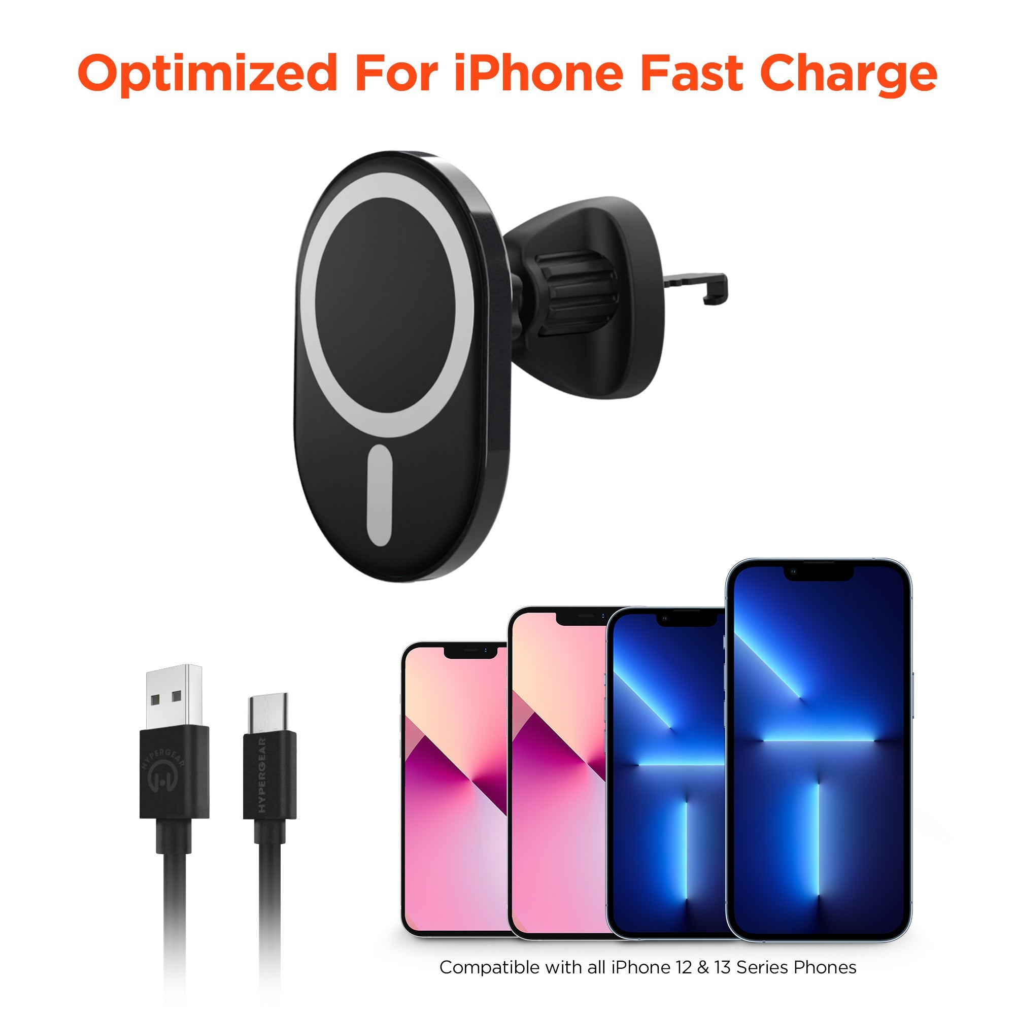 HyperGear MagVent Wireless Car Charging Mount for iPhone 13 Jupiter Gear Home