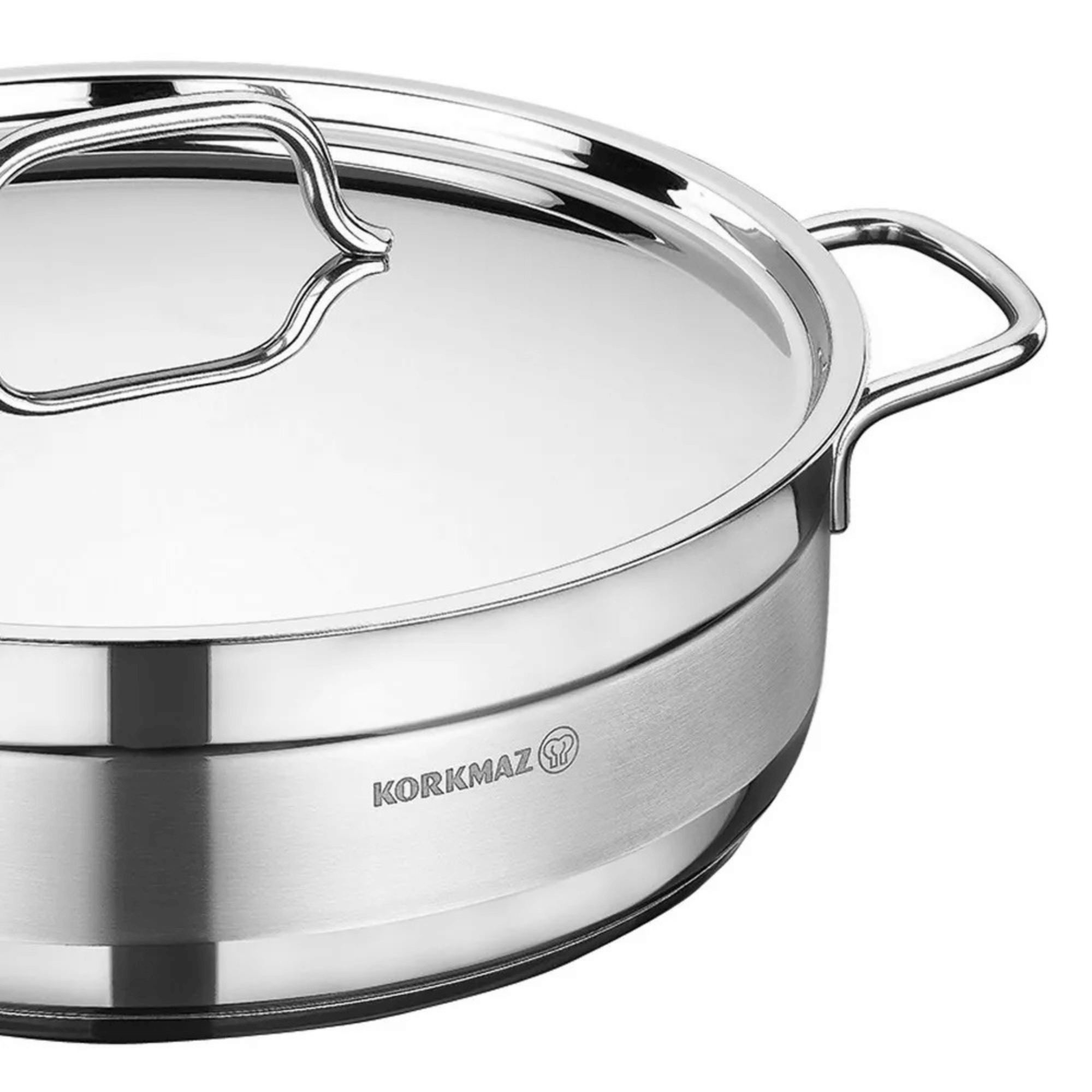 Korkmaz Alfa 4.2L Stainless Steel Low Casserole Dish with Lid Jupiter Gear Home
