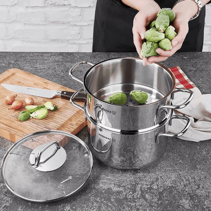 Korkmaz Perla 3Pce 6.9L Stainless Steel Casserole Steamer with Lid Jupiter Gear Home