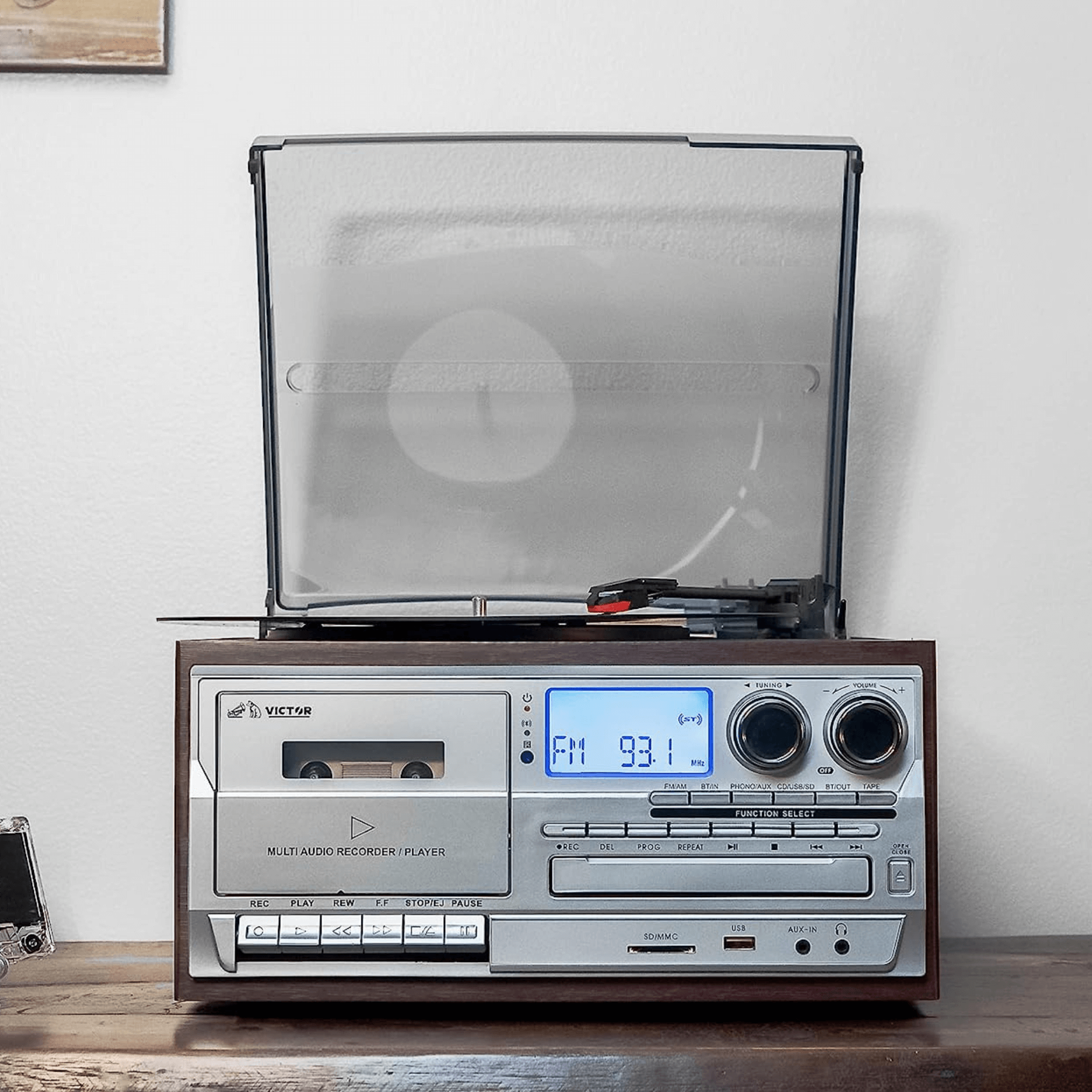 Victor Cosmopolitan 8-in-1 Turntable Music Center Espresso - Refurbished Jupiter Gear Home