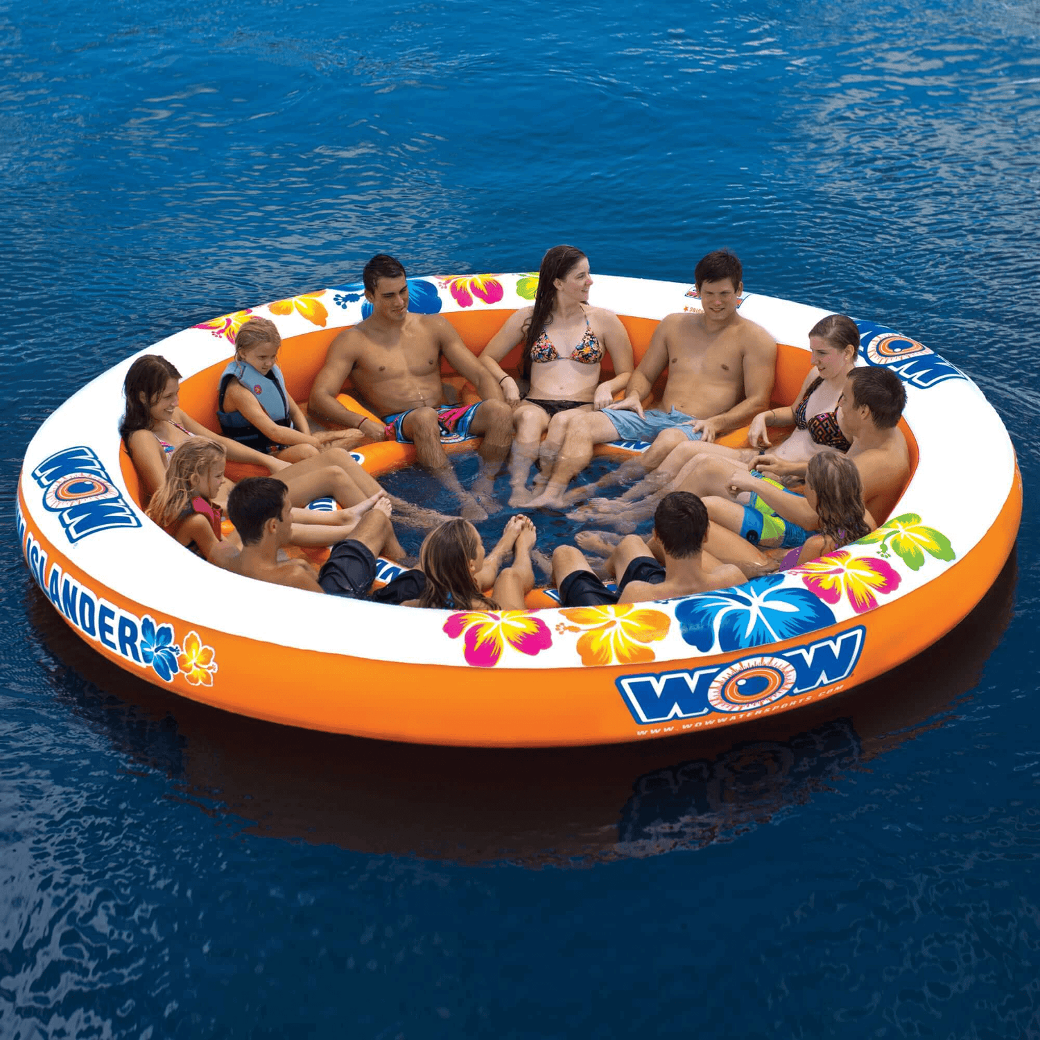 WOW Watersports Floating 12 Person Water Lounge &amp; Island - Stadium Islander with Grommet Jupiter Gear Home