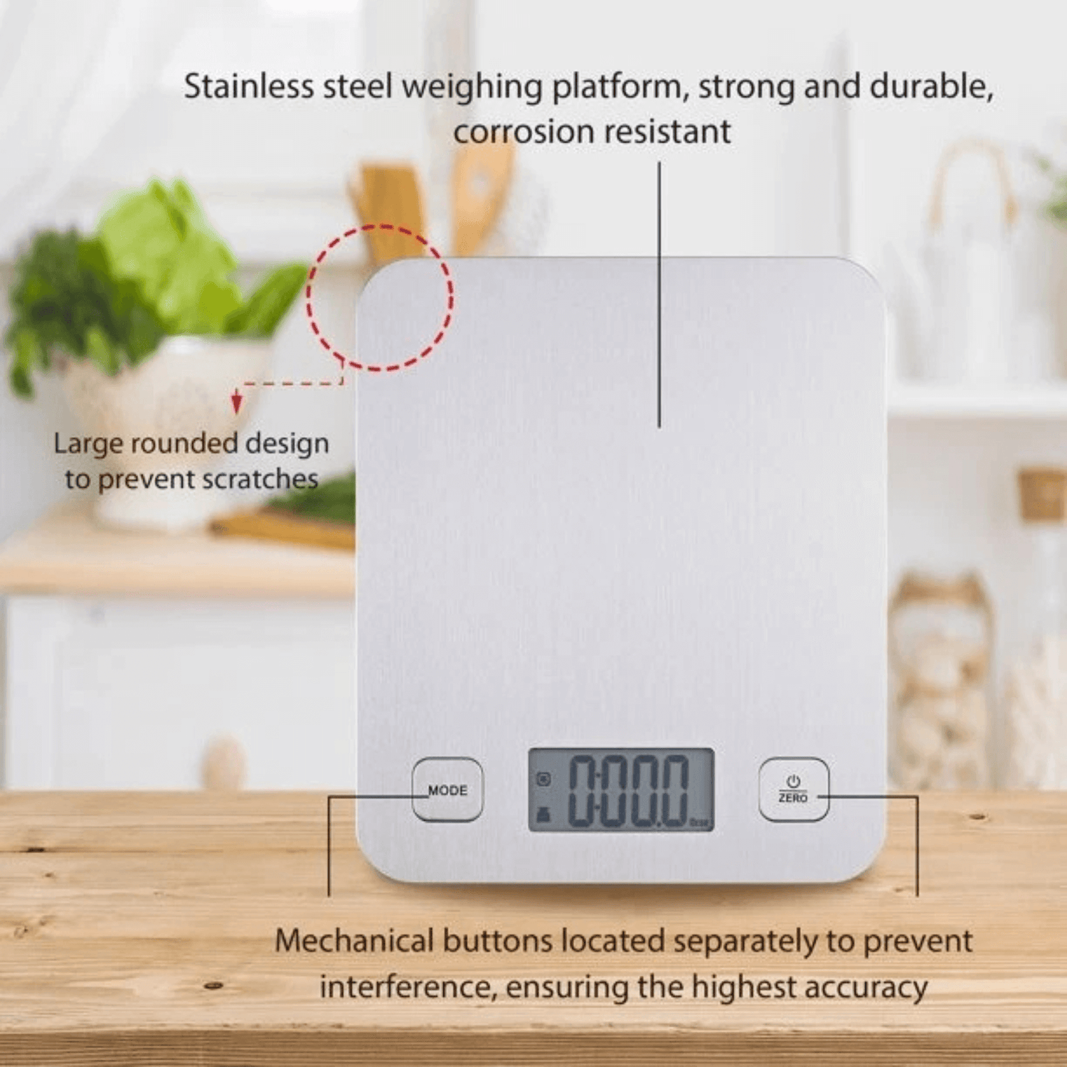 Mainstays Stainless Steel Digital Battery-Powered Kitchen Scale Jupiter Gear Home