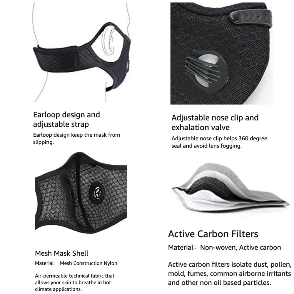 JupiterGear Performance Sports Face Mask with Activated Carbon Filter and Breathing Valves Jupiter Gear Home