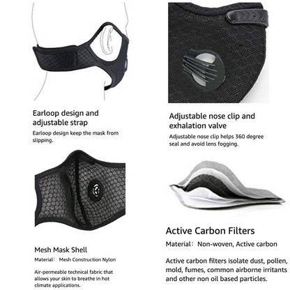 JupiterGear Performance Sports Face Mask with Activated Carbon Filter and Breathing Valves Jupiter Gear Home