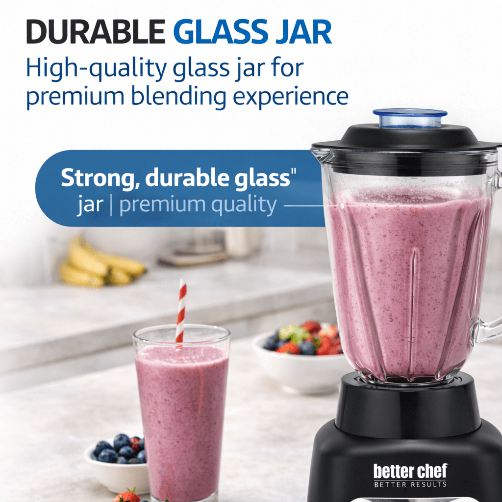 Better Chef 500-Watt Glass Jar Blender Jupiter Gear Home