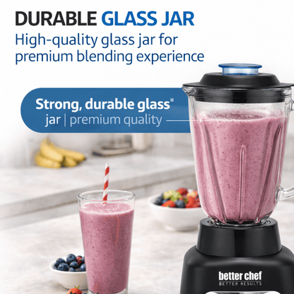 Better Chef 500-Watt Glass Jar Blender Jupiter Gear Home