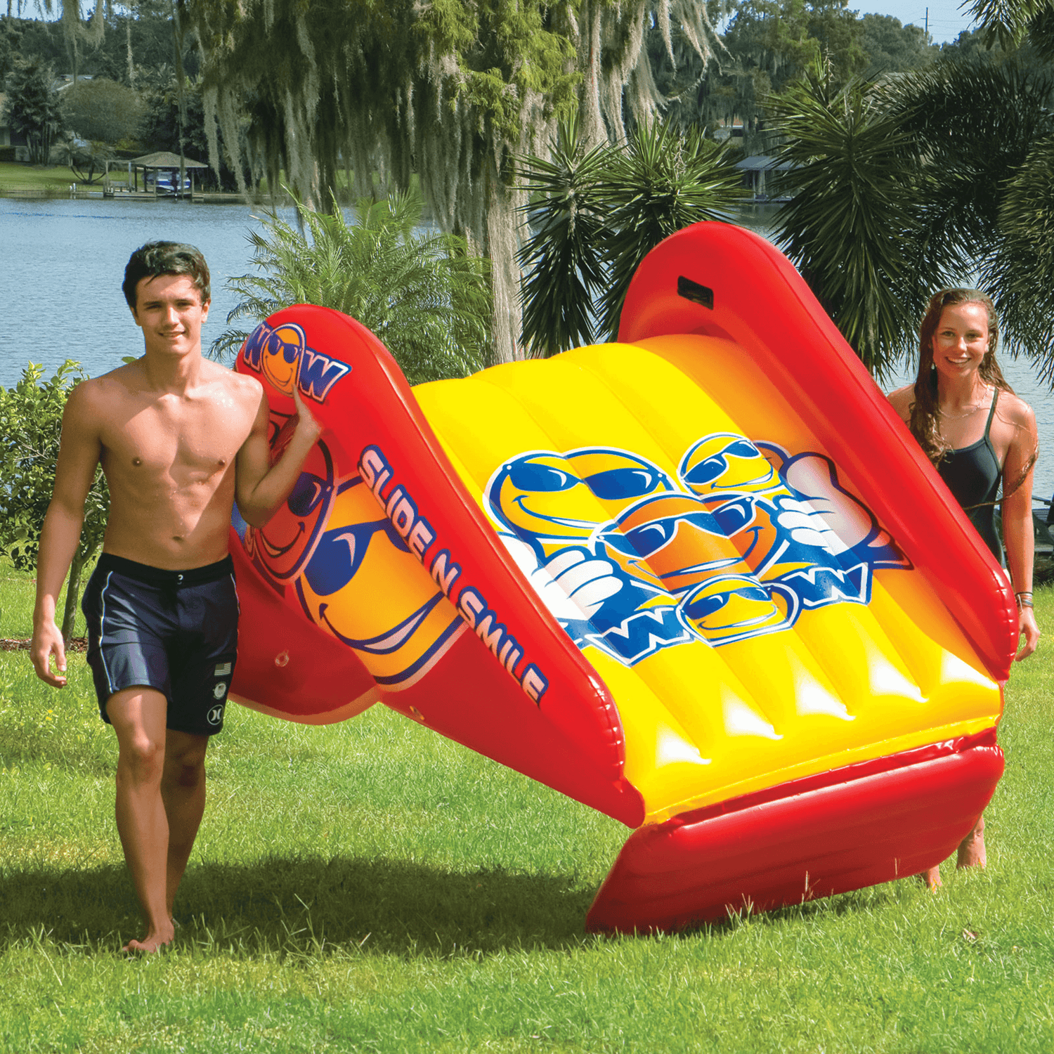 WOW Watersports Slide N Smile Inflatable Pool Slide with Sprinklers Jupiter Gear Home