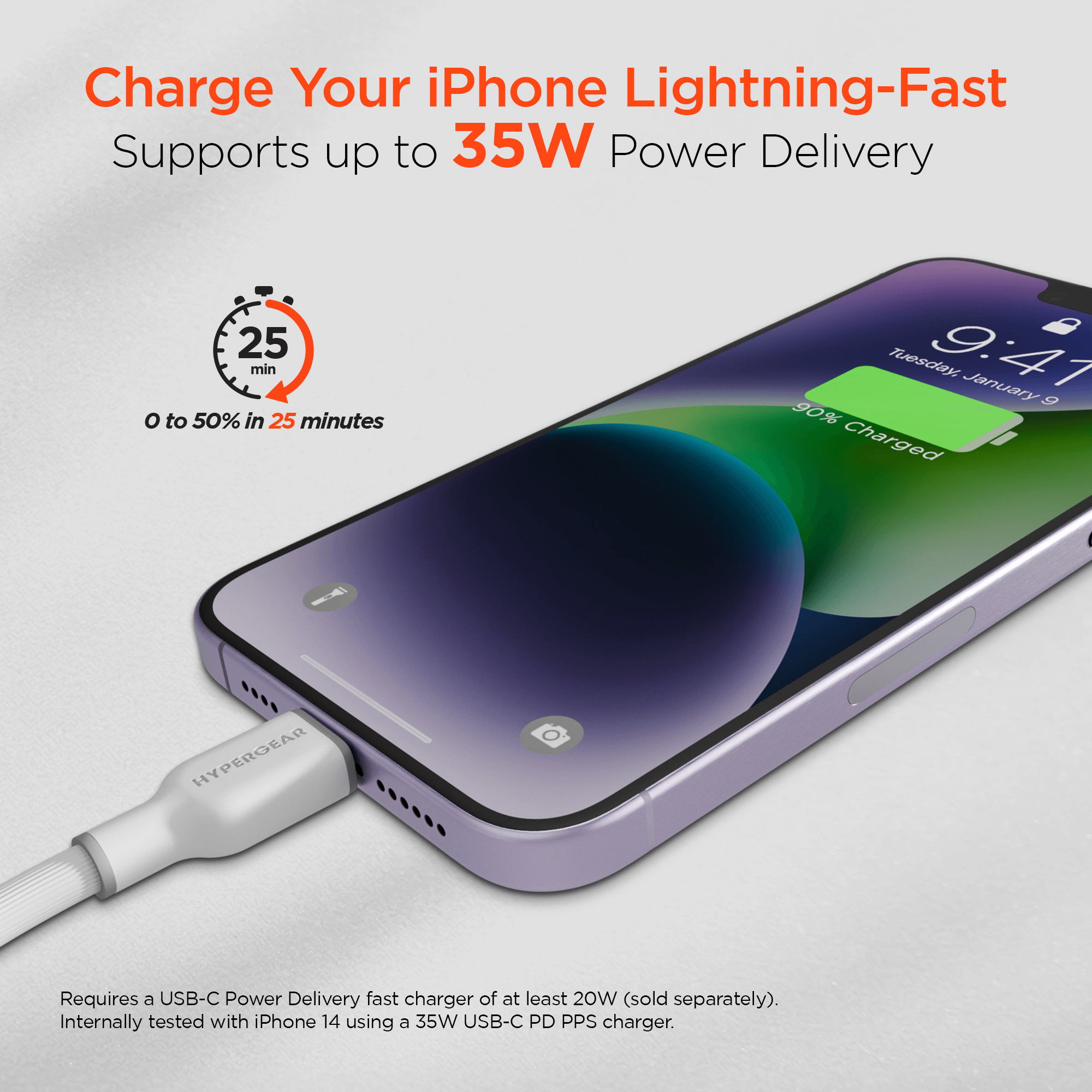 HyperGear Flexi PRO USB-C to Lightning Cable 4ft Jupiter Gear Home