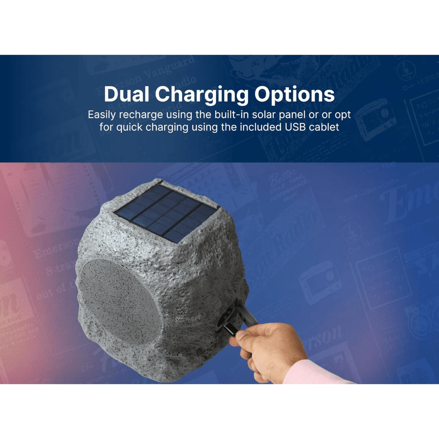 Emerson Rock Party Solar Bluetooth Speaker Jupiter Gear Home