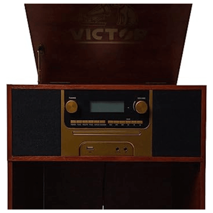 Victor Boyleston 7-in-1 3-Speed Turntable Music Center Mahogany - Refurbished Jupiter Gear Home