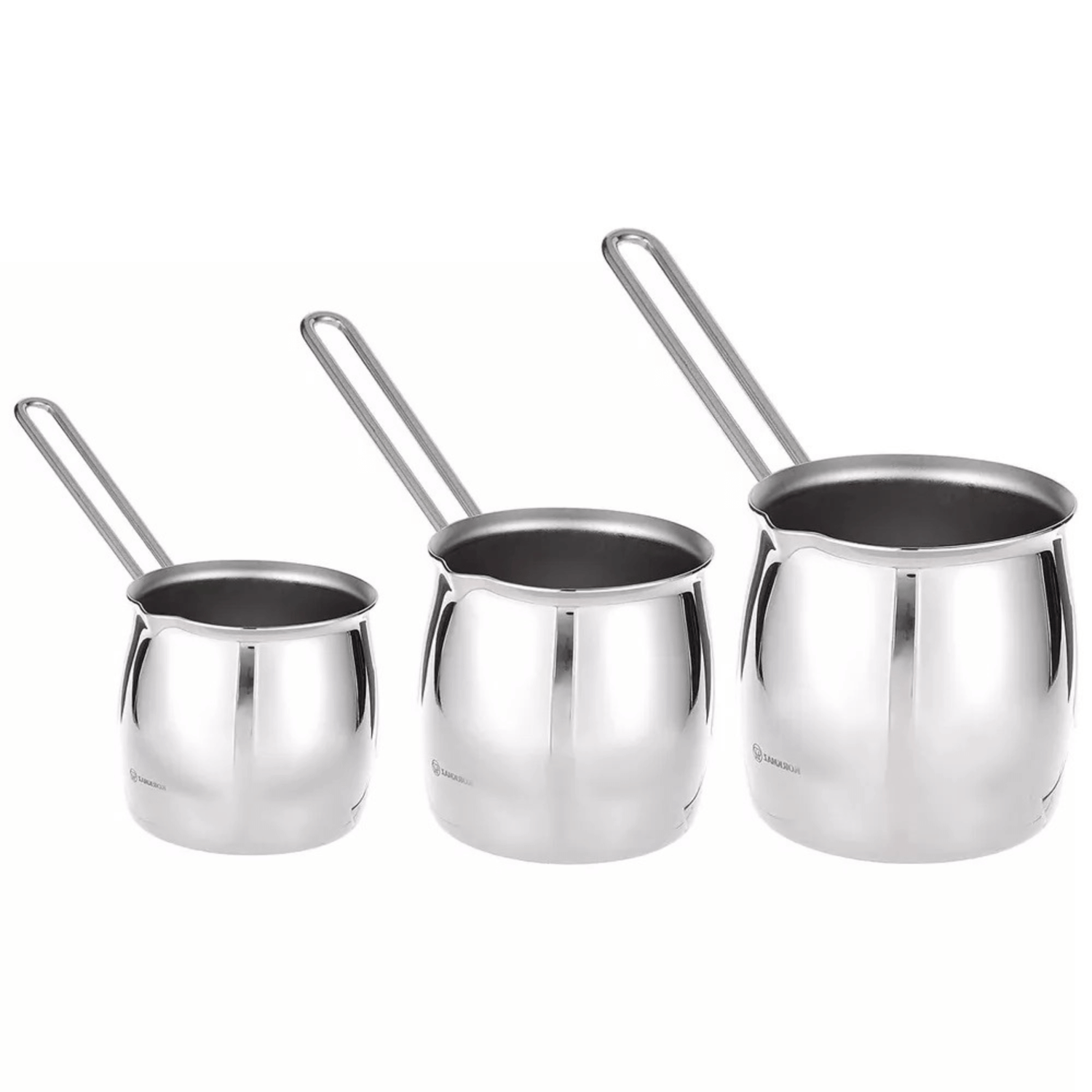 Korkmaz Tombik 3 Piece Stainless Steel Turkish Coffee Pot Set Jupiter Gear Home