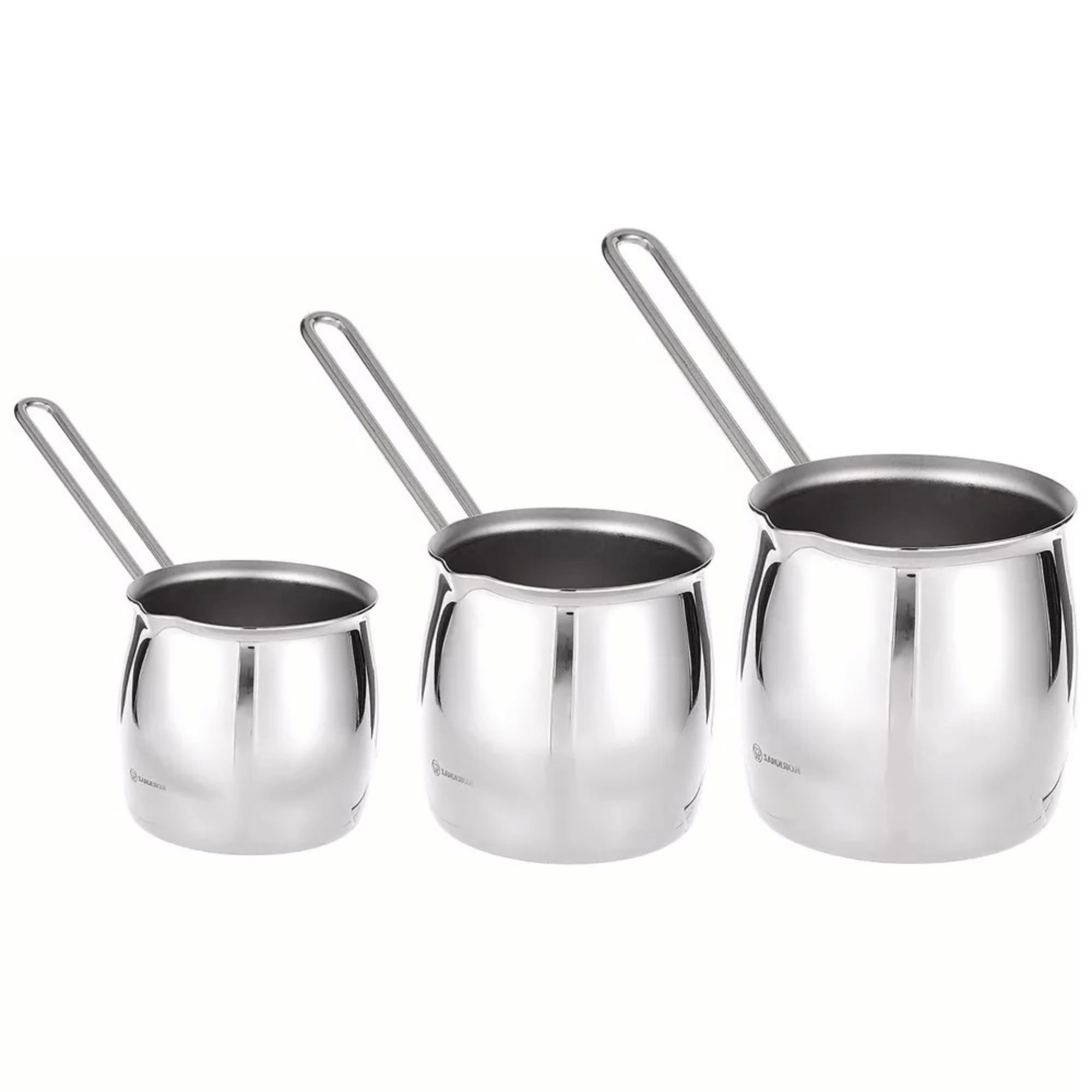 Korkmaz Tombik 3 Piece Stainless Steel Turkish Coffee Pot Set Jupiter Gear Home