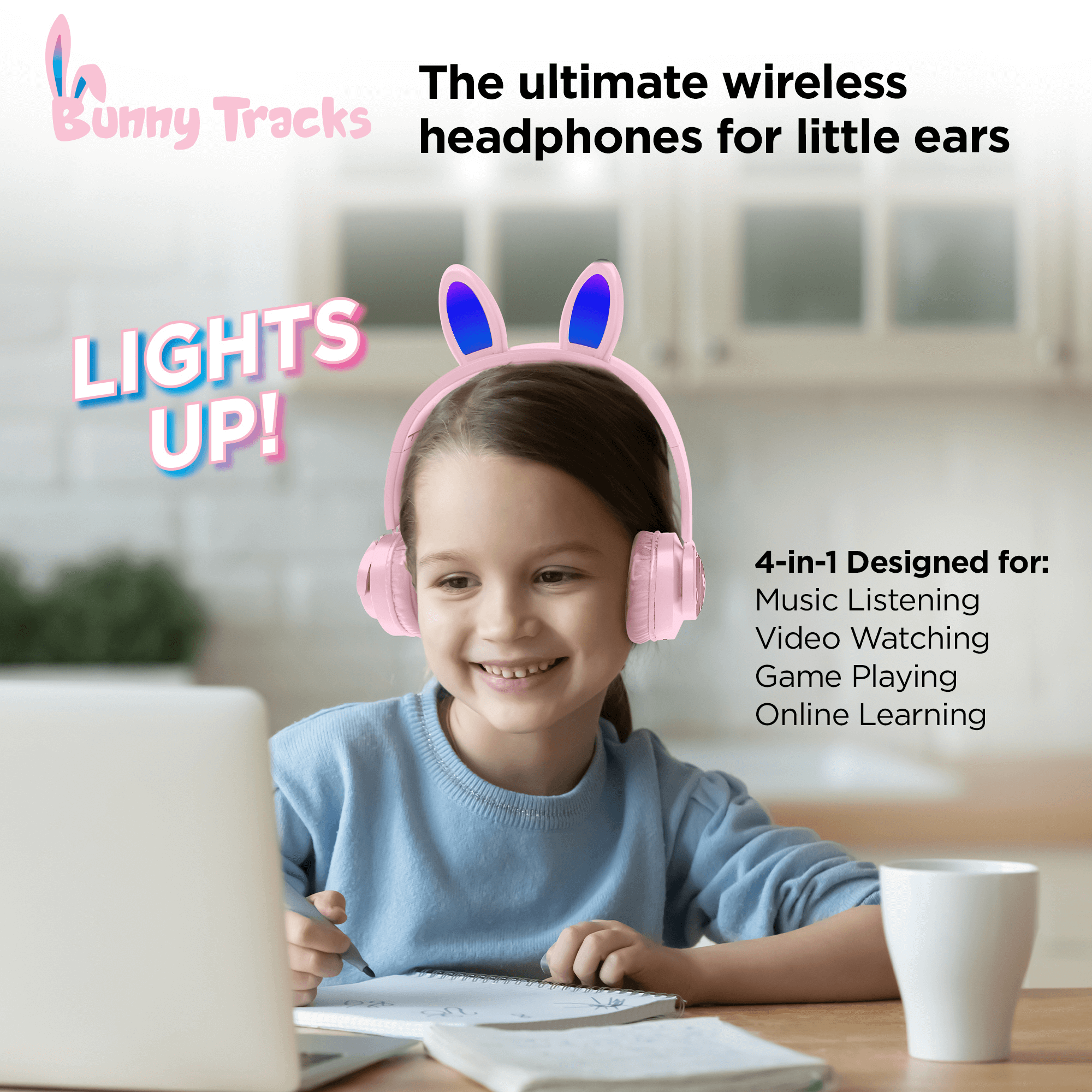 HyperGear Bunny Tracks Wireless Light-Up Headphones Jupiter Gear Home