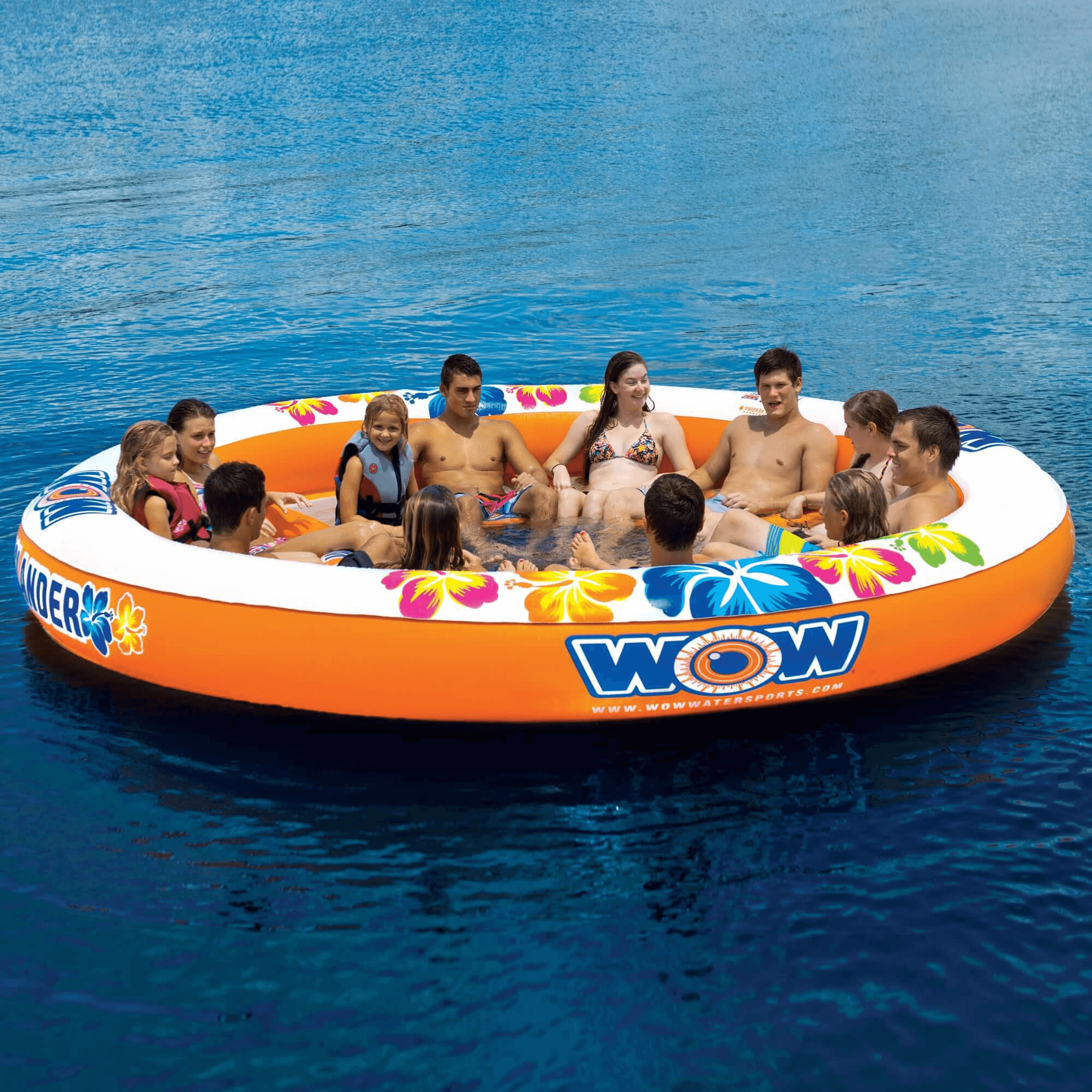 WOW Watersports Floating 12 Person Water Lounge &amp; Island - Stadium Islander with Grommet Jupiter Gear Home