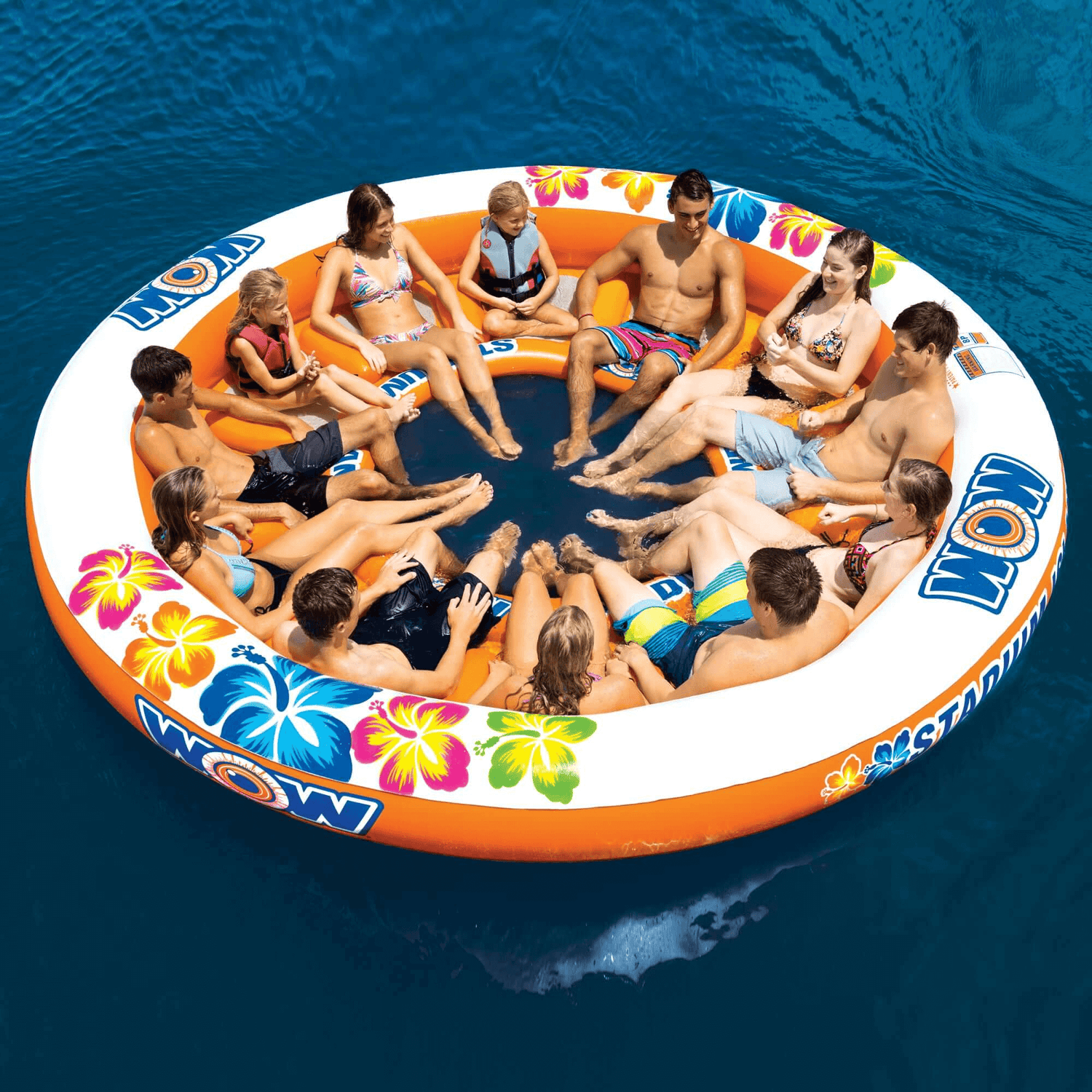 WOW Watersports Floating 12 Person Water Lounge &amp; Island - Stadium Islander with Grommet Jupiter Gear Home