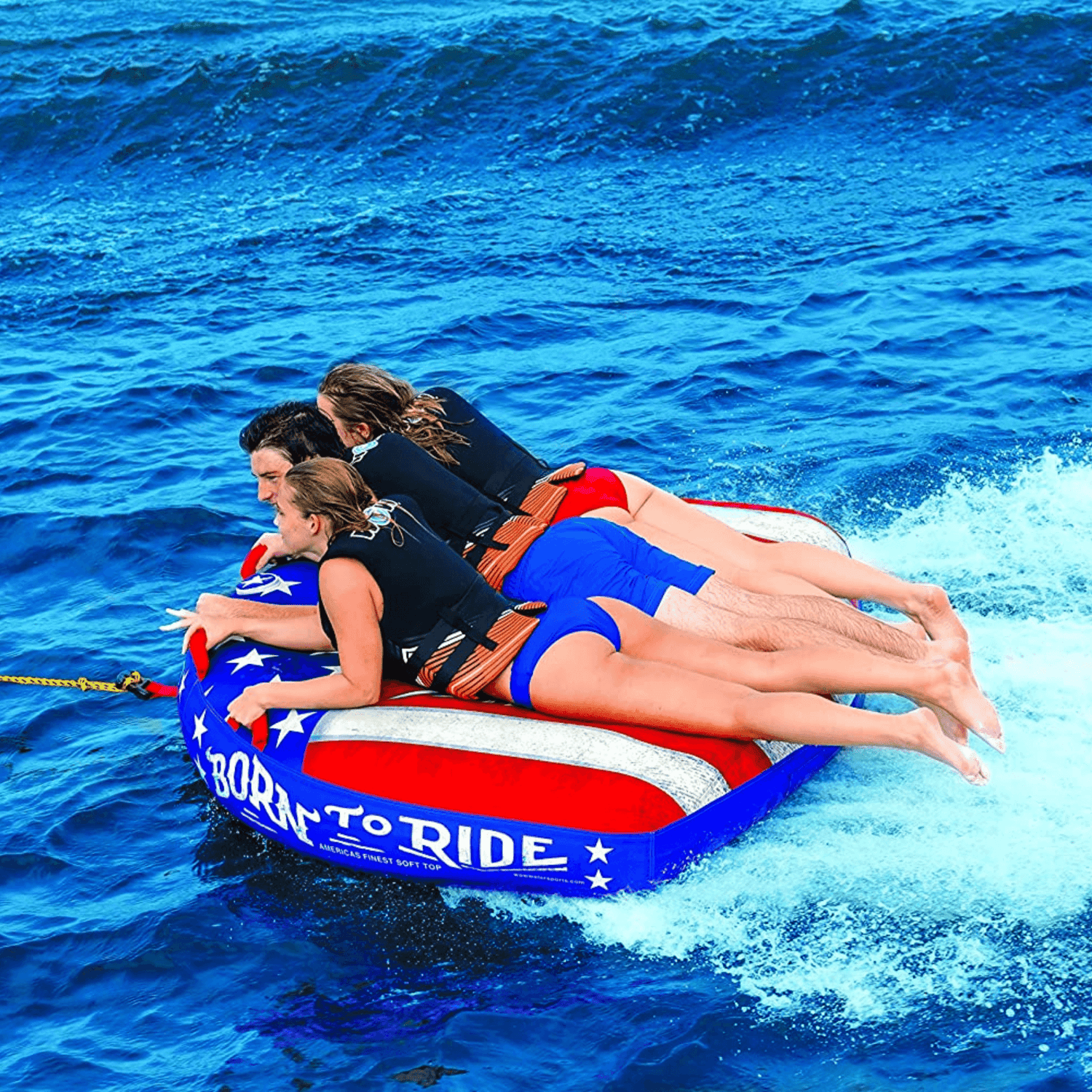 WOW Watersports Born to Ride 3 Person 3P Towable with Soft Top and EZ Tow Jupiter Gear Home