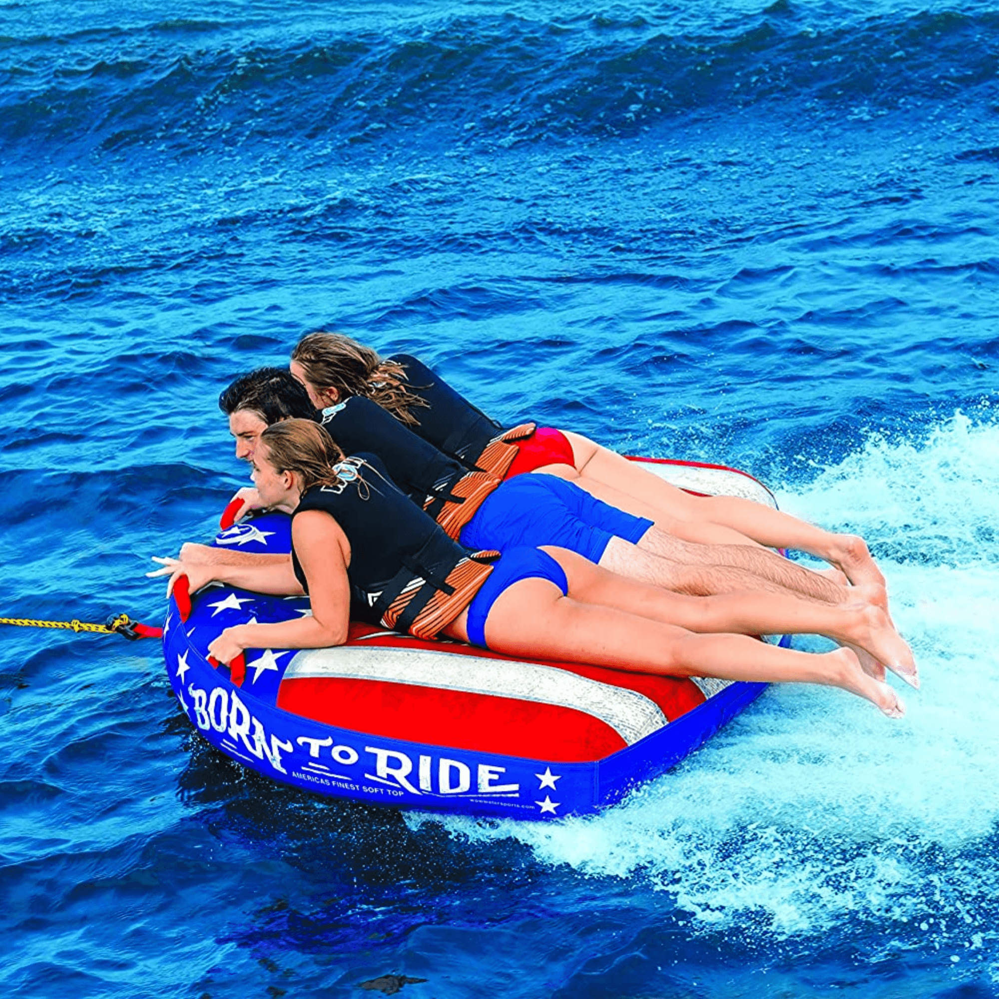 WOW Watersports Born to Ride 3 Person 3P Towable with Soft Top and EZ Tow Jupiter Gear Home