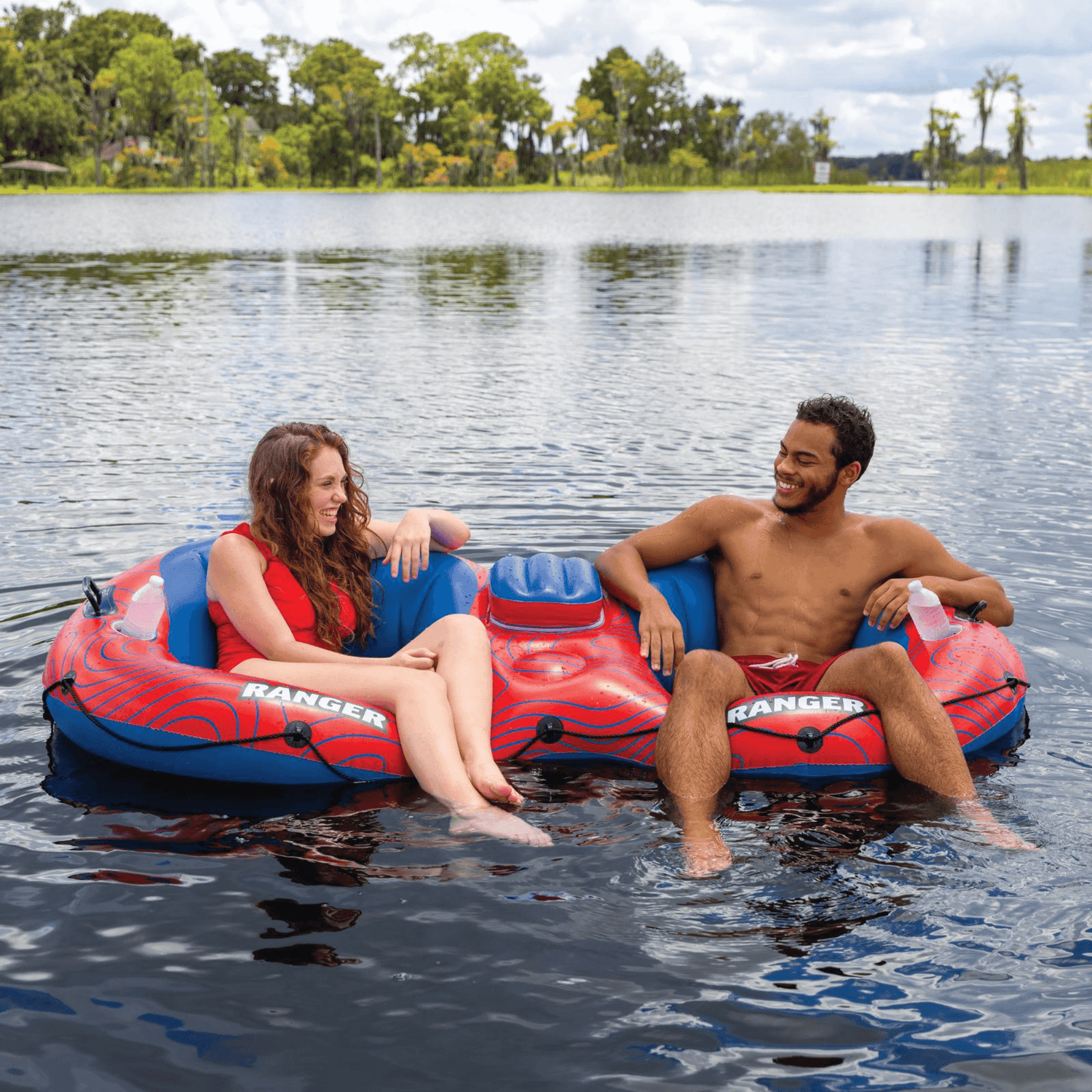 WOW Watersports Ranger 2-Person River Tube with Mesh Bottom and Cup Holders Jupiter Gear Home