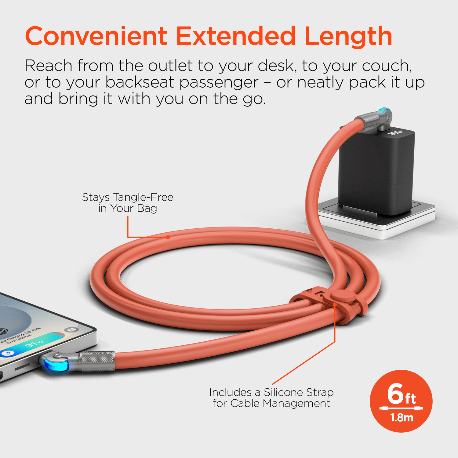 HyperGear Chunky180° 100W USB-C to USB-C Rugged Fast Charge Cable 6ft Jupiter Gear Home