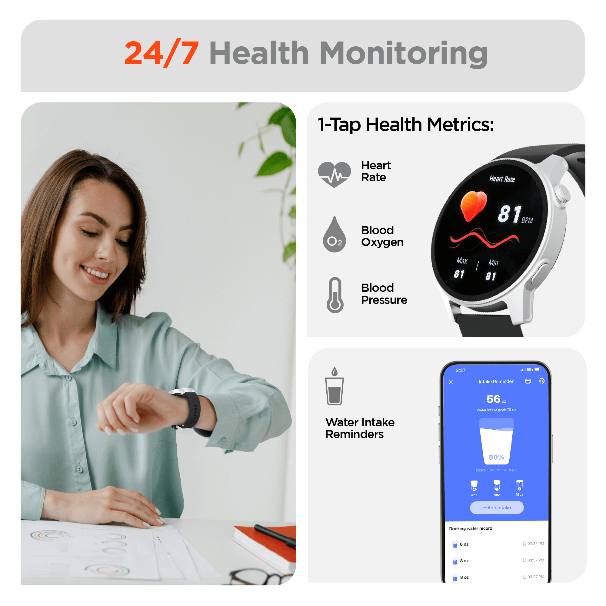 HyperGear SmartWatch + Fitness Tracker Jupiter Gear Home