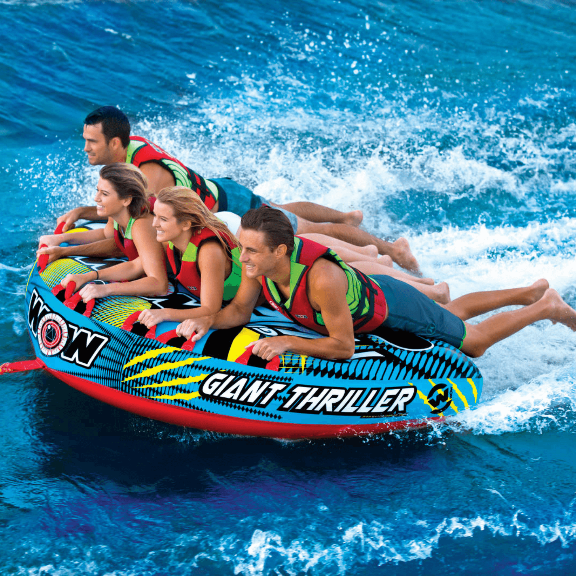 WOW Watersports Giant Thriller 1 to 4 Person Inflatable Towable Deck Tube Jupiter Gear Home