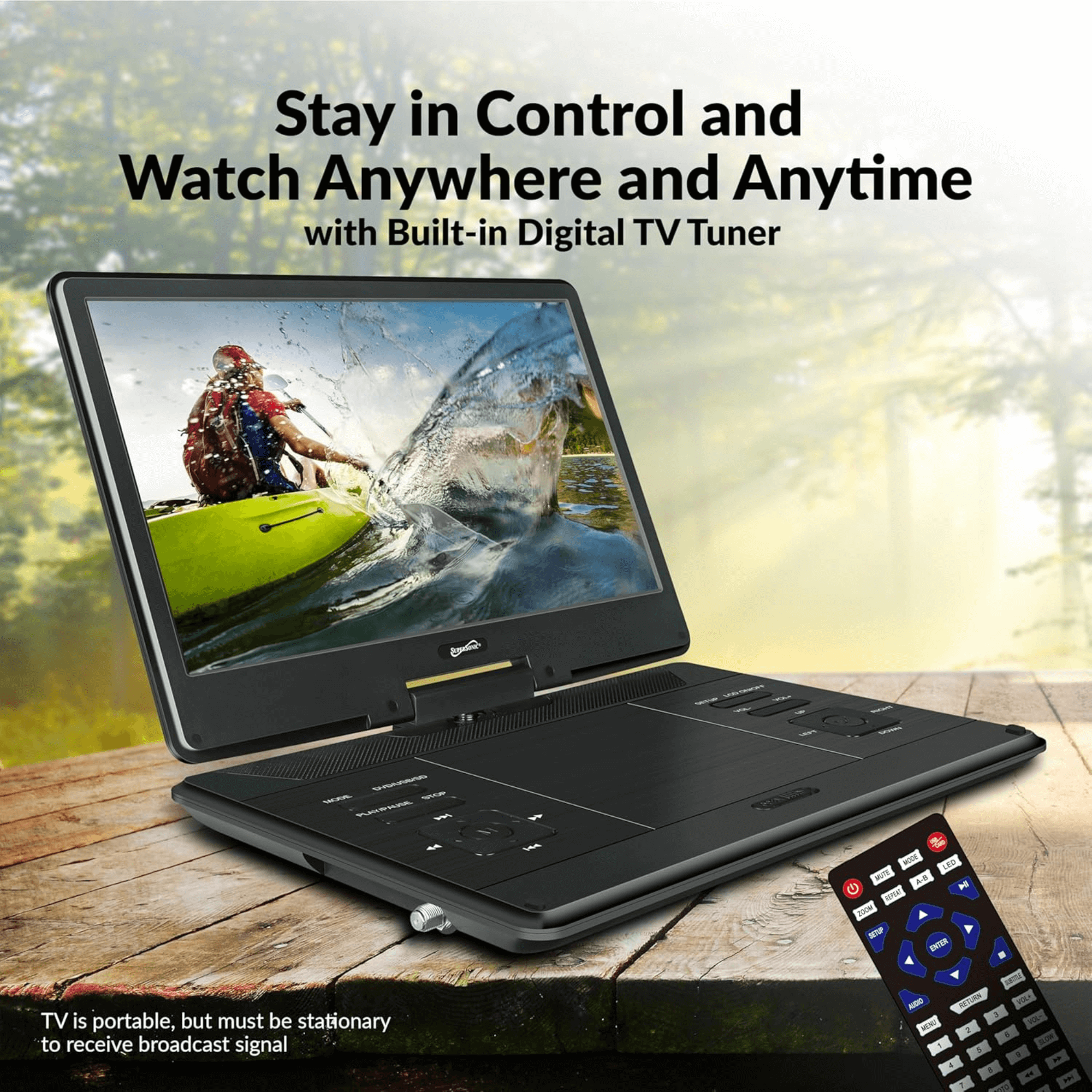 Supersonic 14-Inch Portable LED DVD Player with Built-in Hybrid TV Tuners ACDC Compatible Jupiter Gear Home