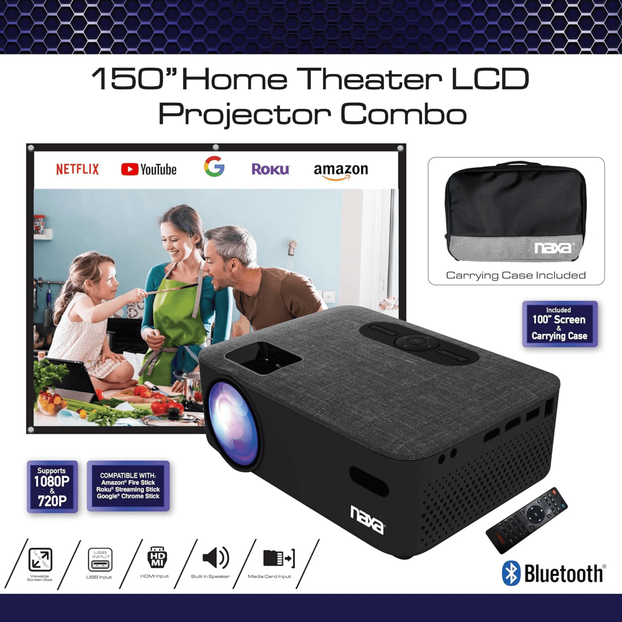 Naxa 150" Home Theater LCD Projector Combo - Refurbished Jupiter Gear Home