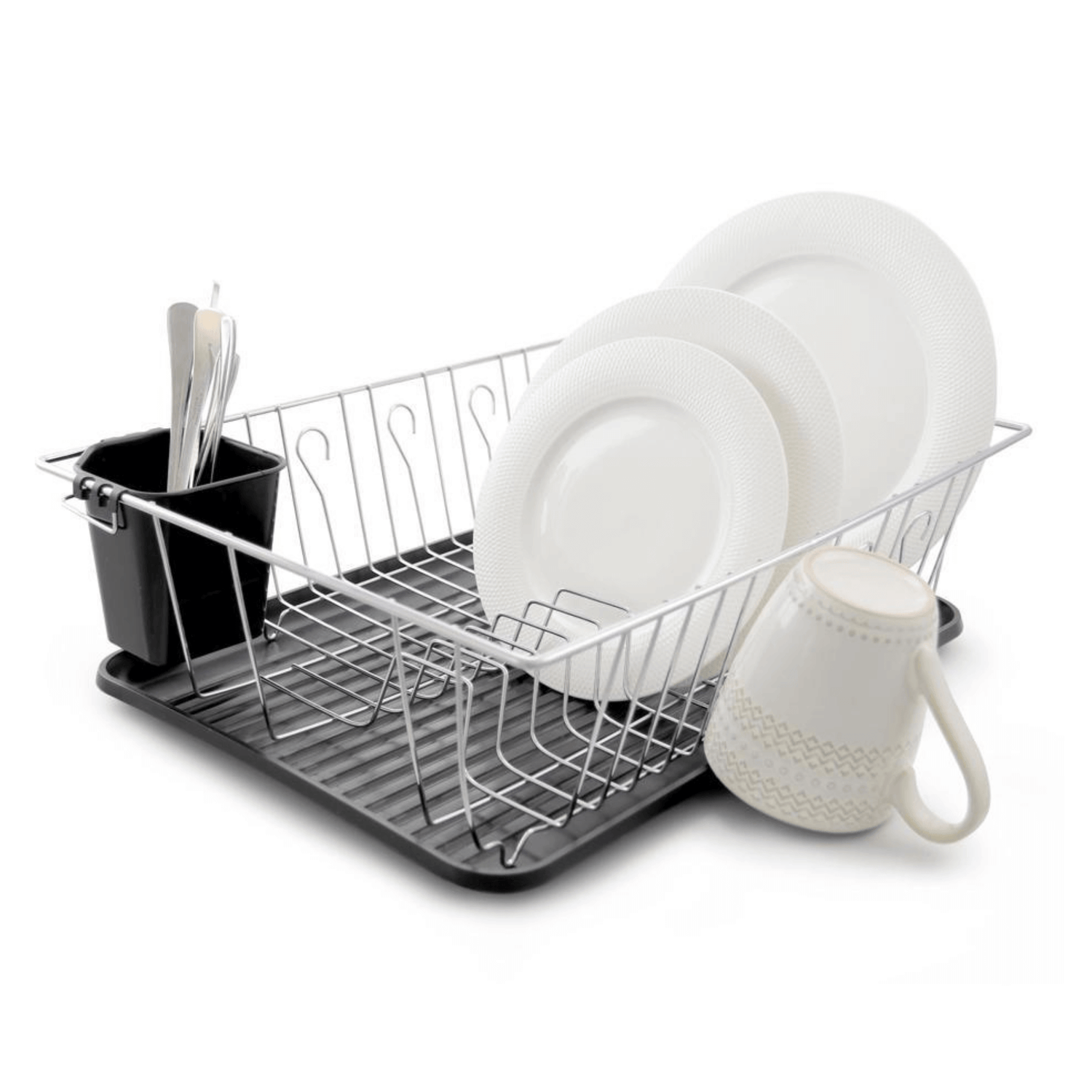 Better Chef 16" Chrome-Plated Metal Dish Rack with Drain Tray Jupiter Gear Home