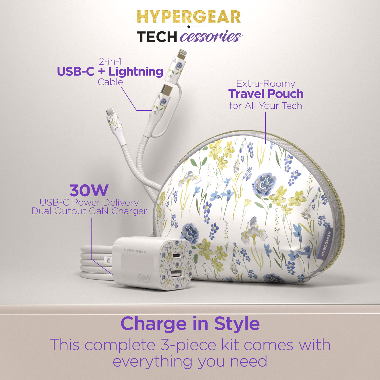 HyperGear TECHcessories 30W USB-C PD Charging Kit with Travel Pouch Jupiter Gear Home