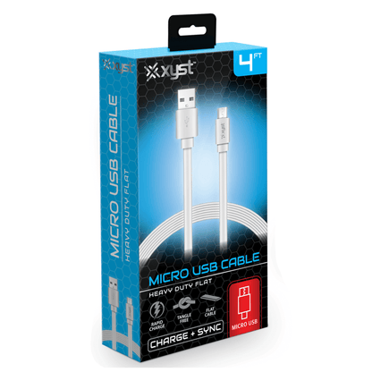 Xyst Charge and Sync USB to Micro USB Flat Cable 4Ft Jupiter Gear Home
