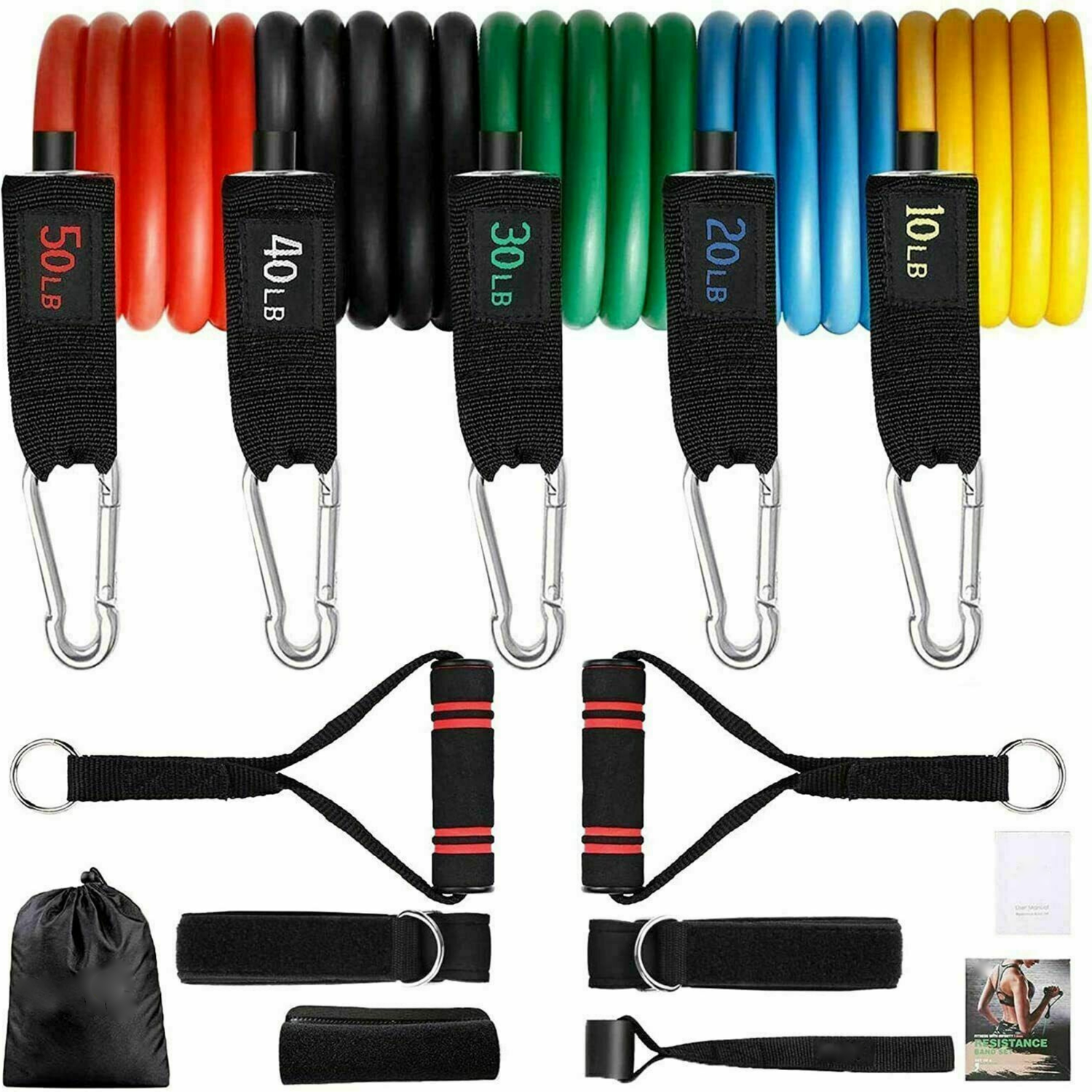 JupiterGear Intey Resistance Bands Set Exercise Bands with Protective Sleeve - Portable Resistance Bands with Door Anchor, Handles, Legs Ankle Straps - Home Gym Resistance Training [13 Pcs Set] Jupiter Gear Home