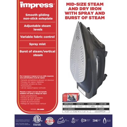 Impress Mid-Size Steam and Dry Iron with Spray/Burst Jupiter Gear Home