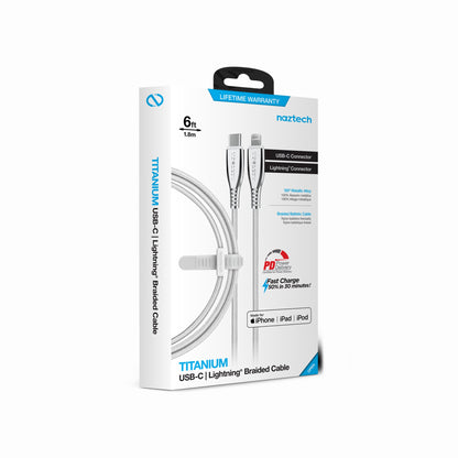 Naztech Titanium USB-C to Lightning Braided Cable 6ft Jupiter Gear Home