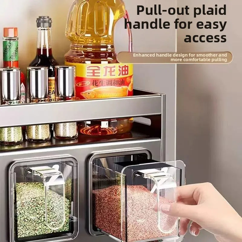 New Kitchen Spice Shelf Wall-mounted Spice Storage Rack Kitchen Seasoning Organizer Holder No Punching Required Storage Shelf Taj Home Store