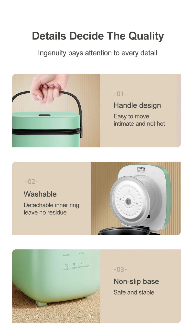 Mini Rice Cooker Automatic Household Kitchen Electric Cooking machine 1-2 People Food Warmer Steamer 1.2L Small Rice Cooker Taj Home Store