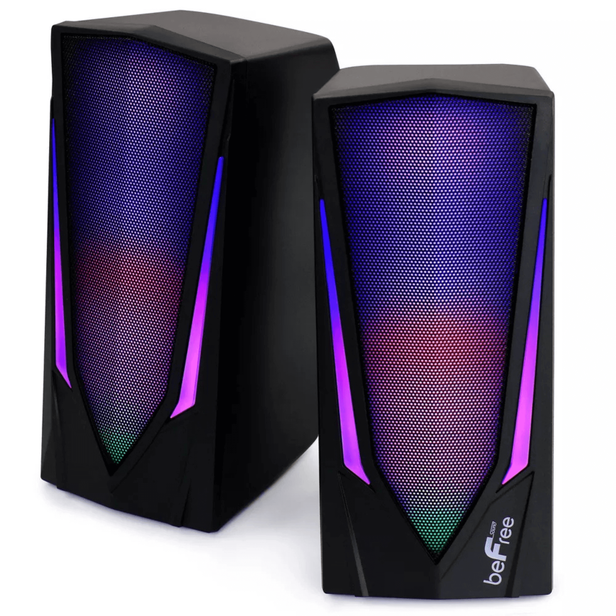 beFree Sound Dual 2.0 Computer Gaming Speakers with LED RGB Lights Jupiter Gear Home