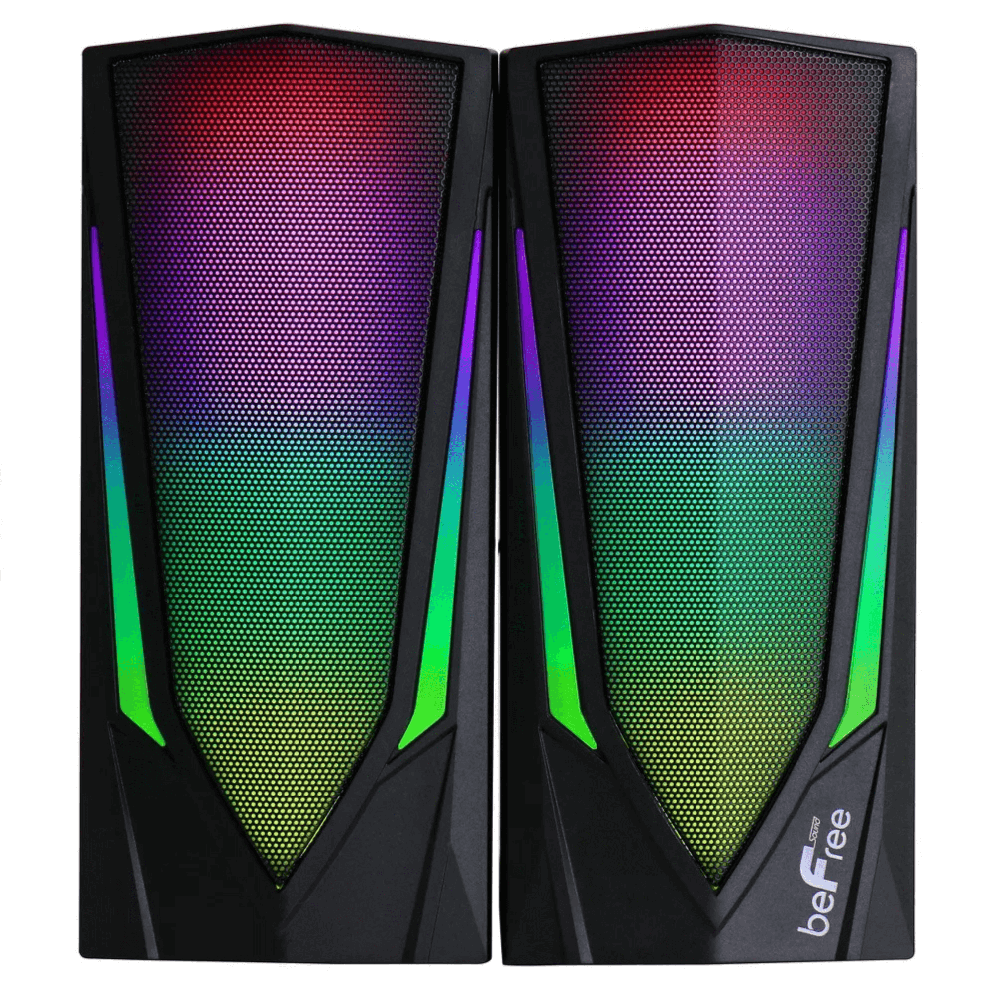 beFree Sound Dual 2.0 Computer Gaming Speakers with LED RGB Lights Jupiter Gear Home